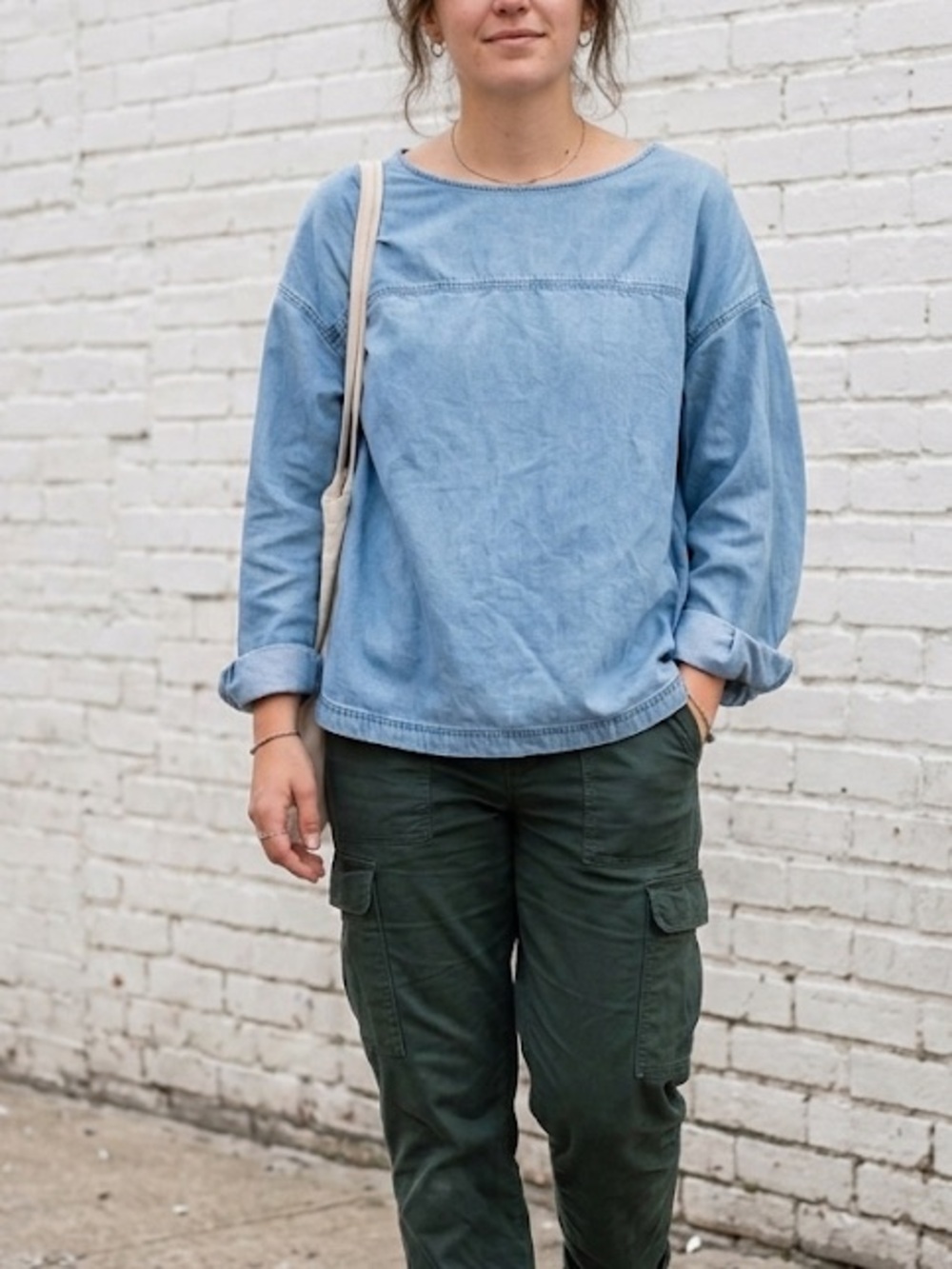 Uniqlo Denim Longsleeve Shirt Size Large Loose Boxy Fit - Picture 1 of 12